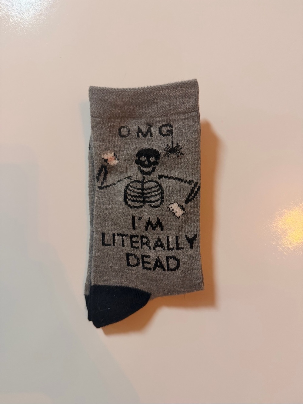 Gray Novelty "I'm Literally Dead" Socks